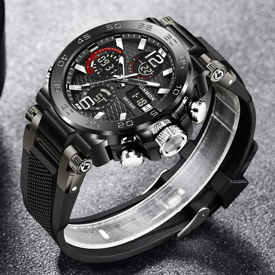 Reloj FOXBOX para hombre con pantalla dual analógico digital