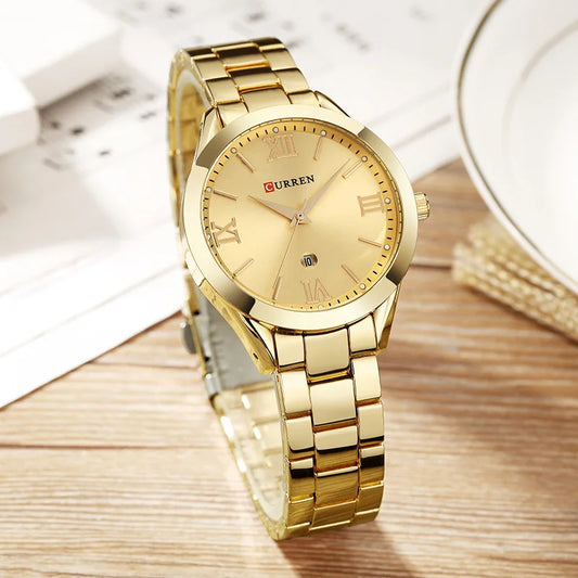 Reloj CURREN femenino de acero inoxidable, reloj elegante de moda para mujer