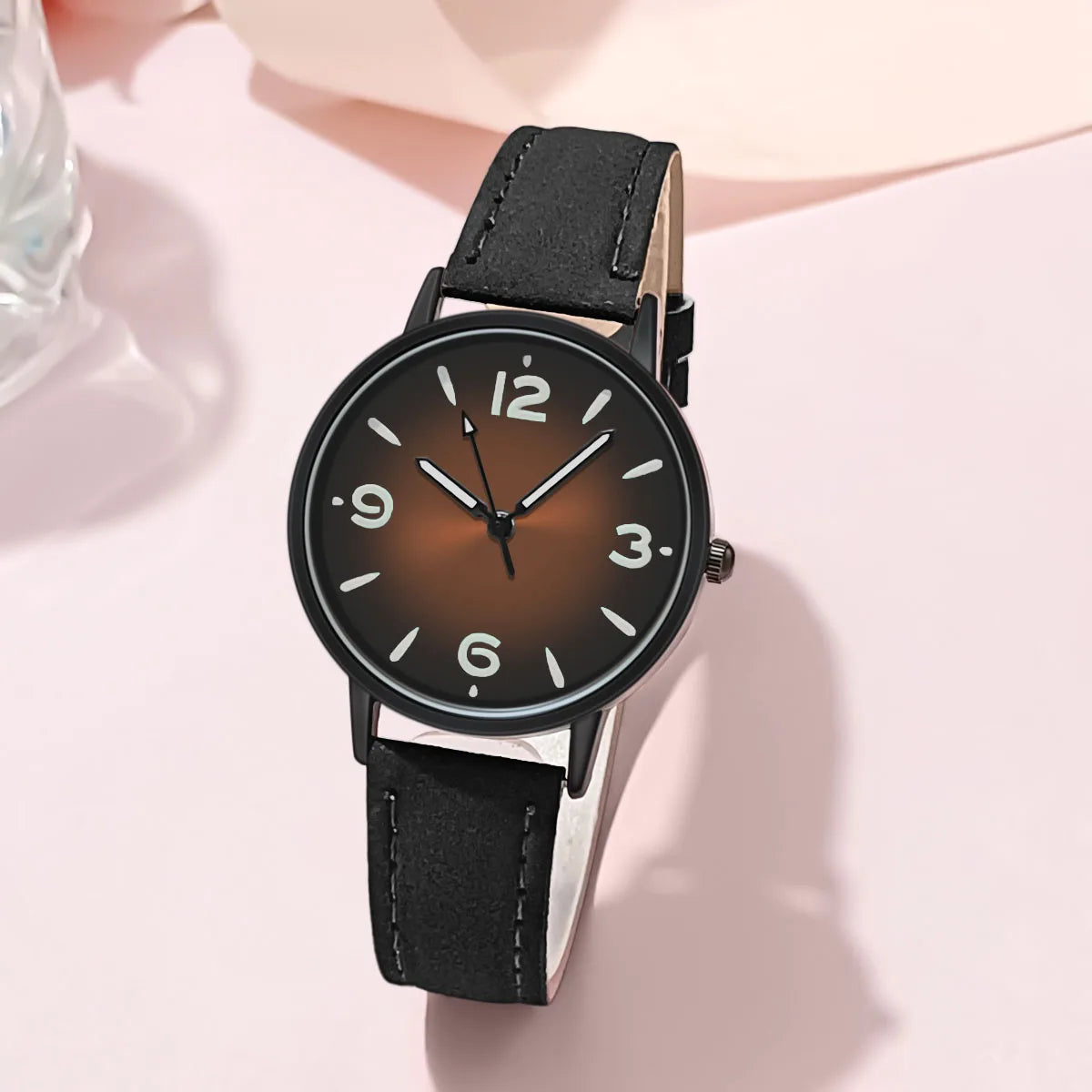 Reloj de cuarzo casual para mujer con correa de cuero-PU