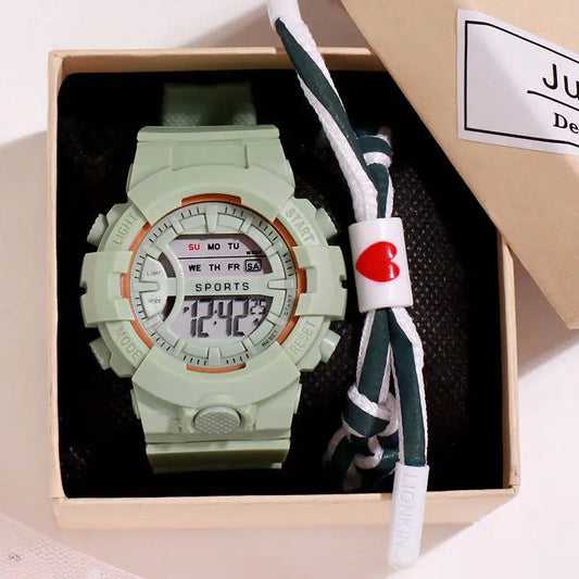 Reloj deportivo electrónico multifuncional, luminoso y resistente al agua