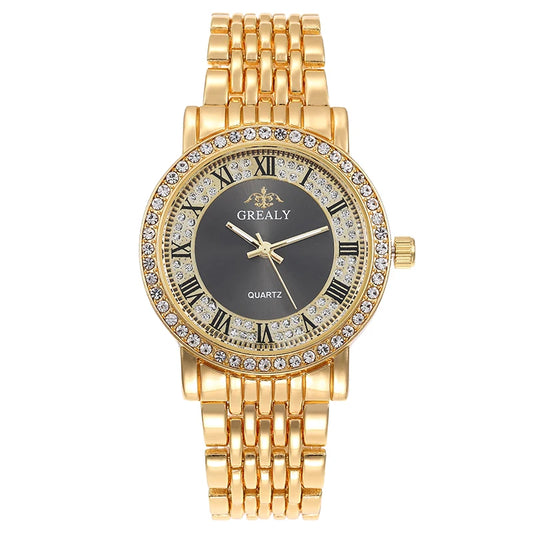 Reloj de cuarzo para mujer – Diseño cielo estrellado con números romanos