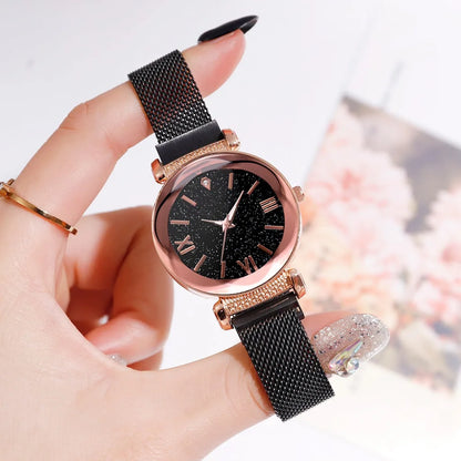 Reloj de mujer cielo estrellado y pulsera casual