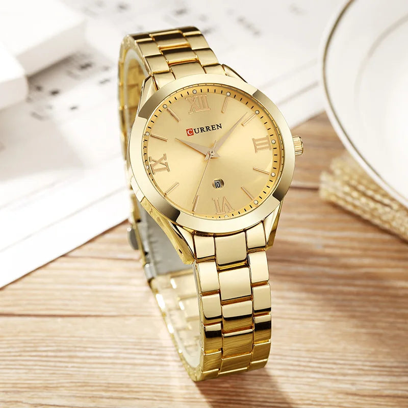 Reloj CURREN femenino de acero inoxidable, reloj elegante de moda para mujer