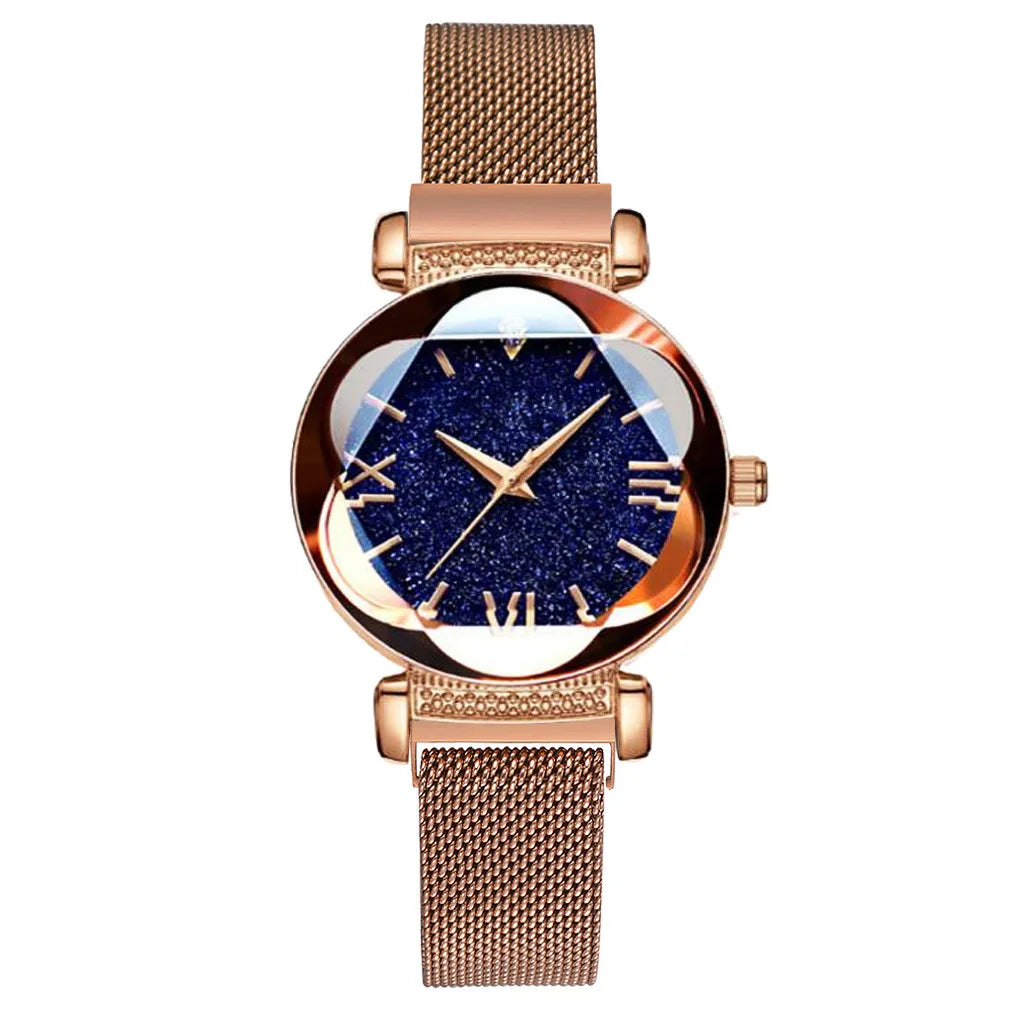 Reloj de mujer cielo estrellado y pulsera casual
