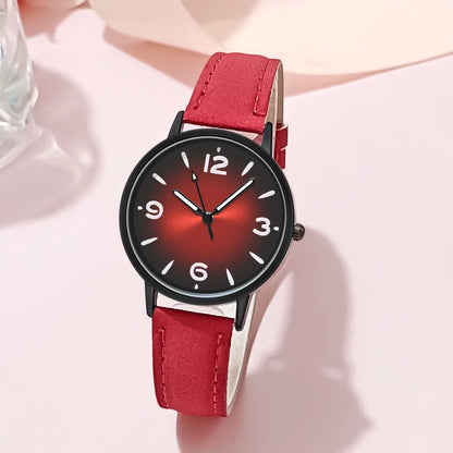 Reloj de cuarzo casual para mujer con correa de cuero-PU