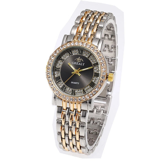 Reloj de cuarzo para mujer – Diseño cielo estrellado con números romanos