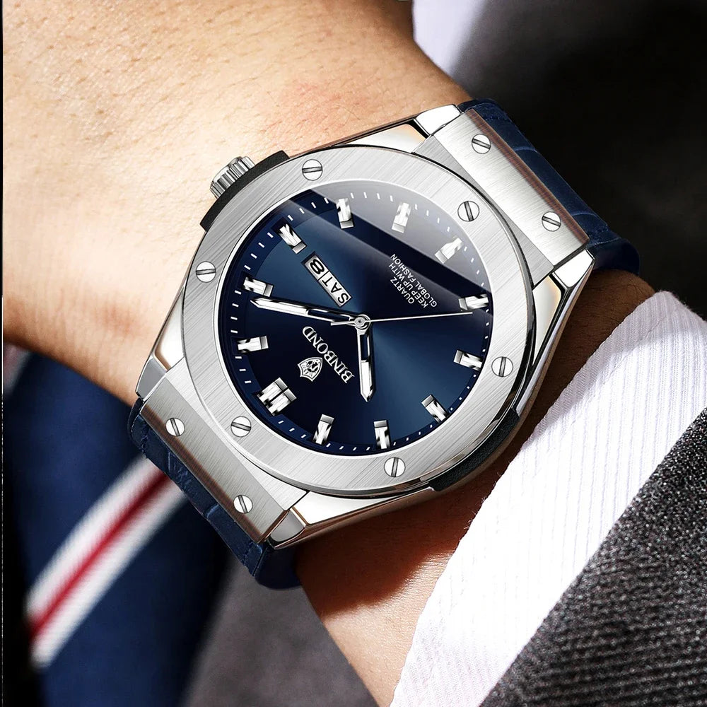 Reloj de hombre de cuero elegante casual para negocios