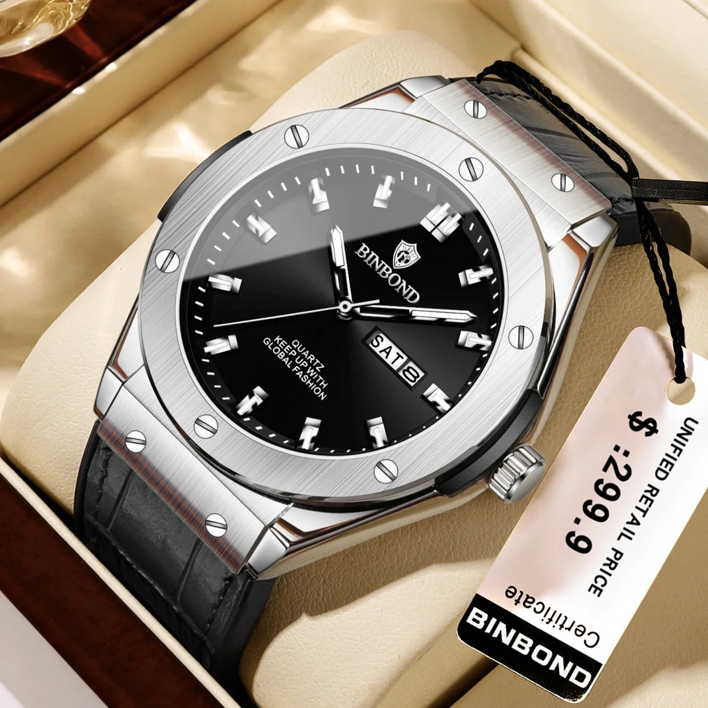 Reloj de hombre de cuero elegante casual para negocios