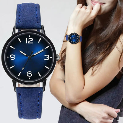 Reloj de cuarzo casual para mujer con correa de cuero-PU
