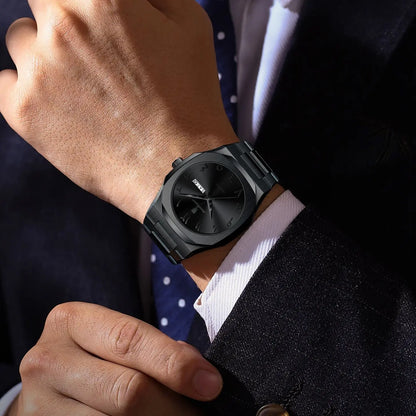 Reloj militar para hombre, de cuarzo y acero inoxidable de lujo