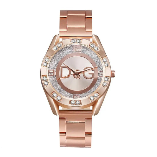Reloj de moda para mujer de cuarzo – Lujo en oro rosa