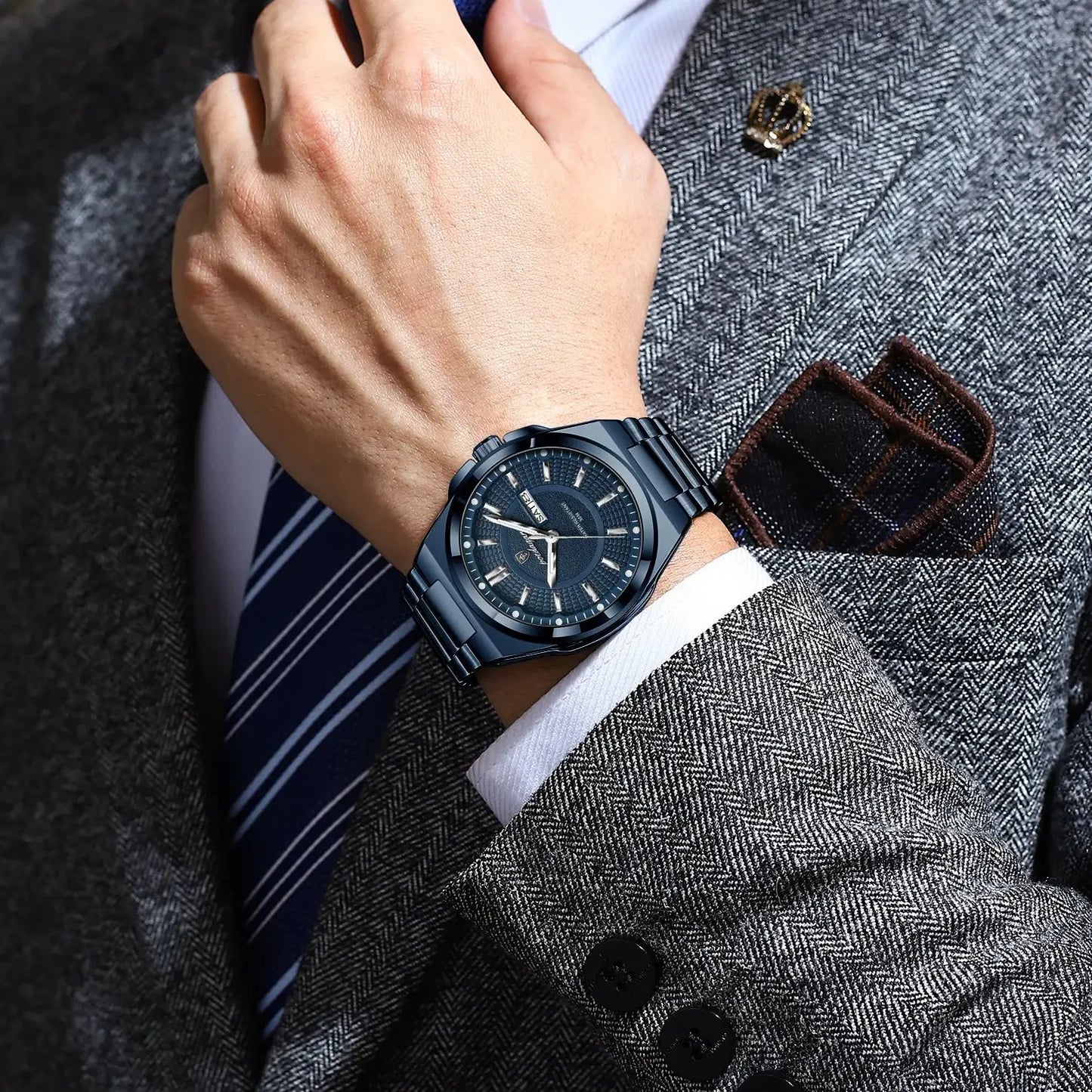 Reloj de pulsera POEDAGAR Original para hombre, resistente combina elegancia