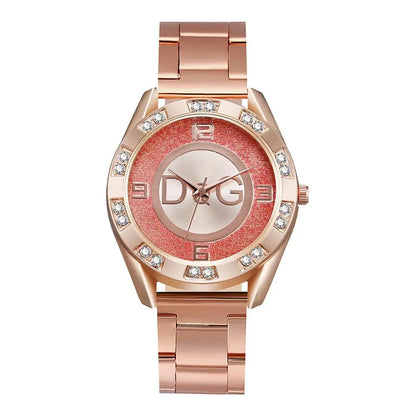 Reloj de moda para mujer de cuarzo – Lujo en oro rosa