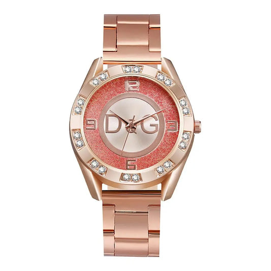 Reloj de moda para mujer de cuarzo – Lujo en oro rosa