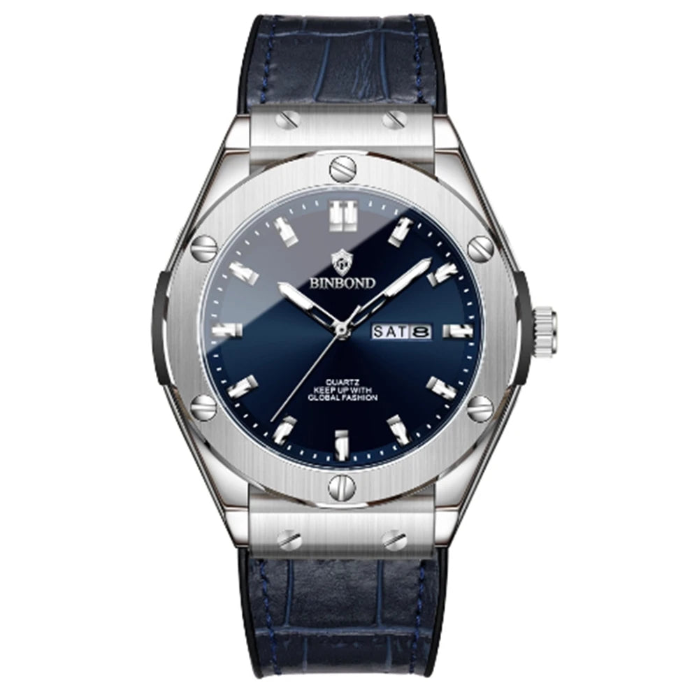 Reloj de hombre de cuero elegante casual para negocios