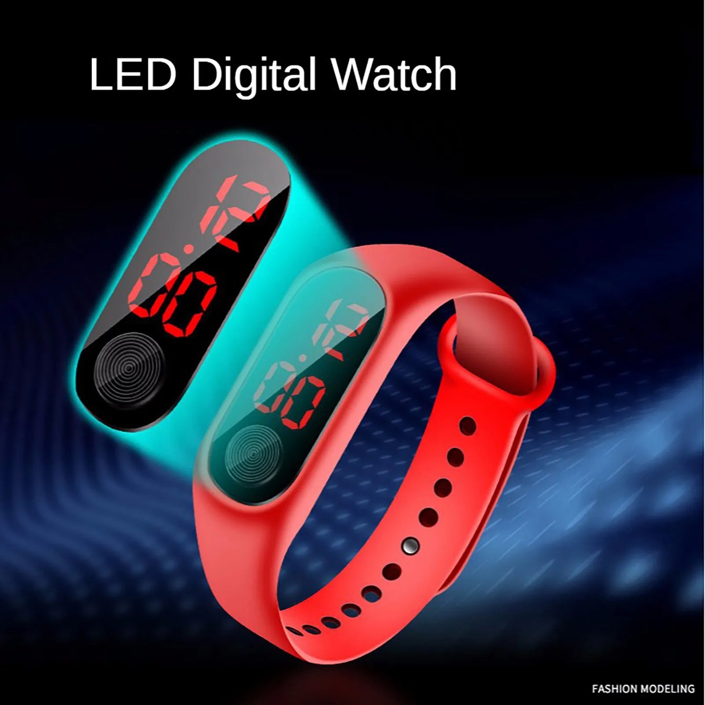 Reloj digital LED deportivo unisex, reloj electrónico con pantalla brillante y control táctil