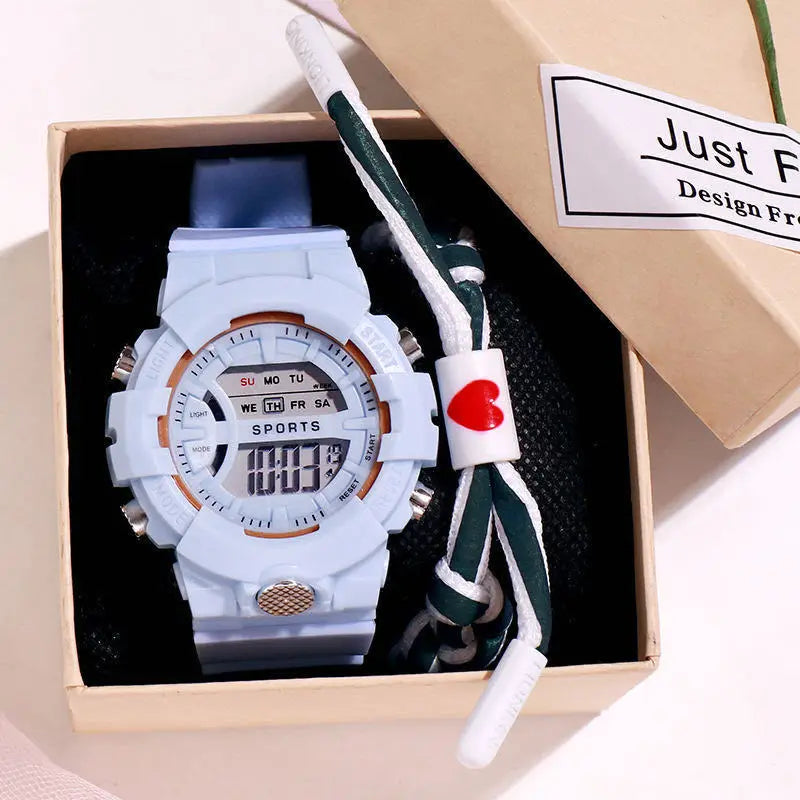 Reloj deportivo electrónico multifuncional, luminoso y resistente al agua