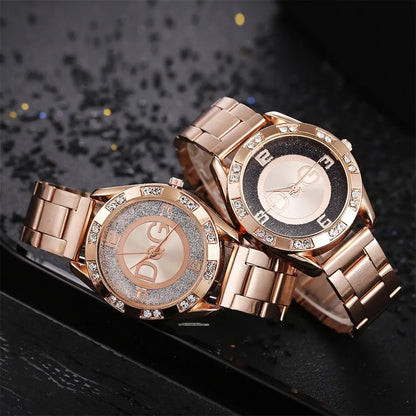 Reloj de moda para mujer de cuarzo – Lujo en oro rosa