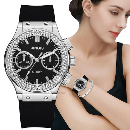 Reloj de Lujo para Mujer con Diamantes – Estilo Casual y Elegante