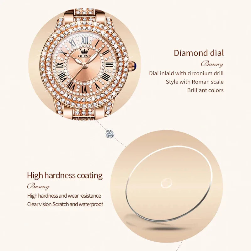 Reloj OLEVS de lujo para mujer – cuarzo elegante de acero inoxidable