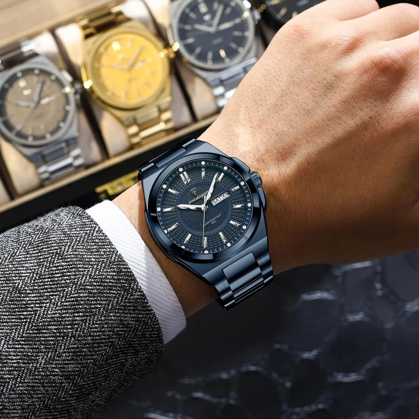 Reloj de pulsera POEDAGAR Original para hombre, resistente combina elegancia