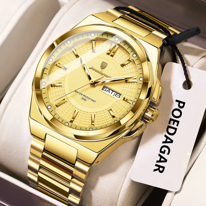 Reloj de pulsera POEDAGAR Original para hombre, resistente combina elegancia