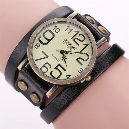 Reloj unisex vintage de cuarzo con banda de cuero