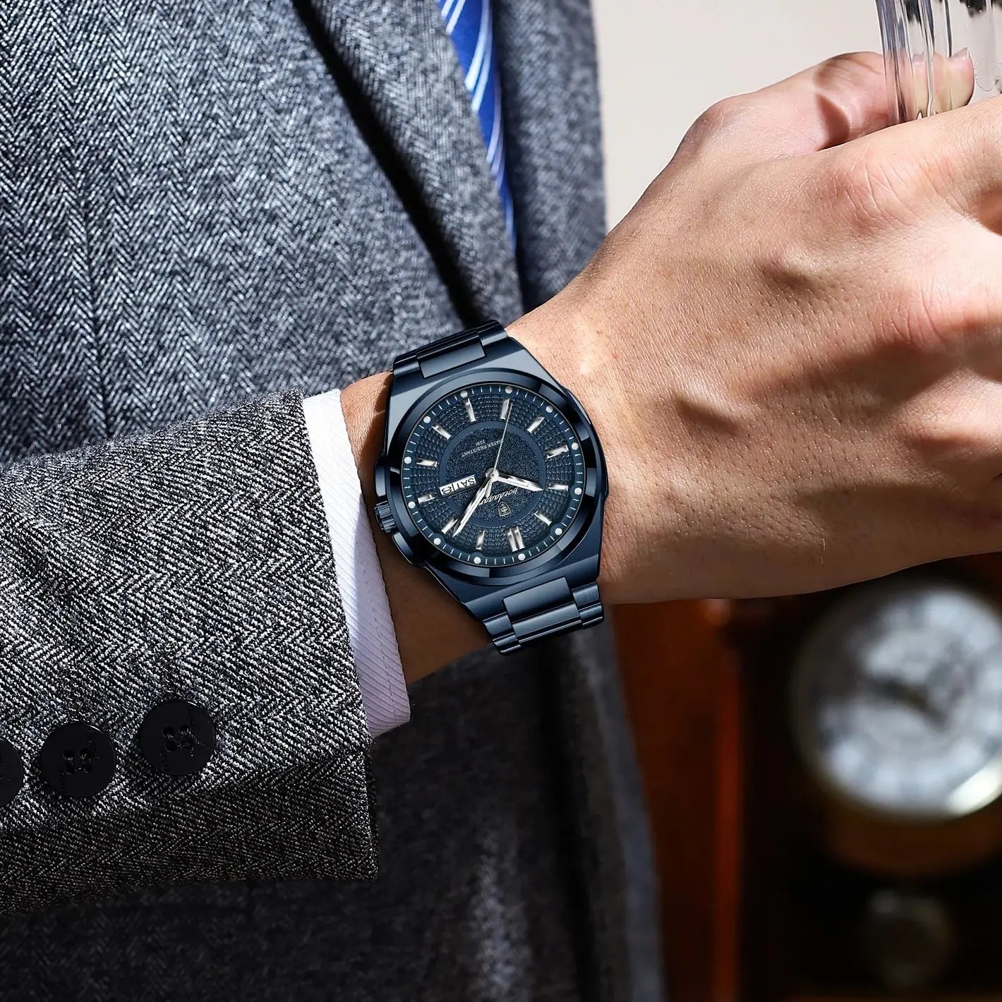 Reloj de pulsera POEDAGAR Original para hombre, resistente combina elegancia