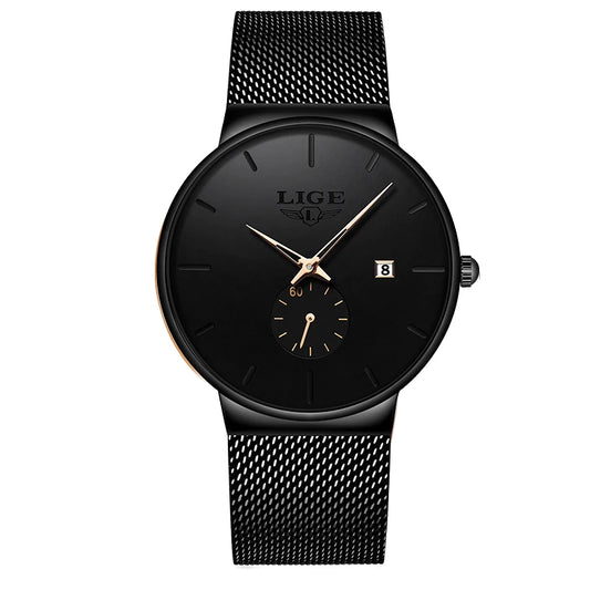 Reloj de cuarzo con calendario y correa de acero inoxidable