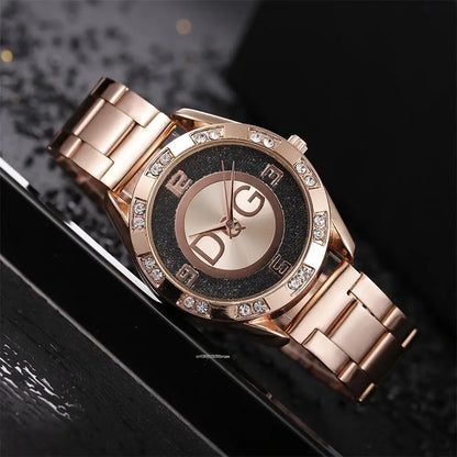 Reloj de moda para mujer de cuarzo – Lujo en oro rosa