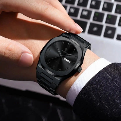 Reloj militar para hombre, de cuarzo y acero inoxidable de lujo